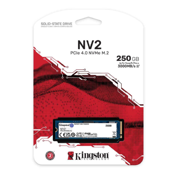 Unidad SSD Kingston NV2, 250GB, M.2 2280, NVMe PCIe 4.0 x4