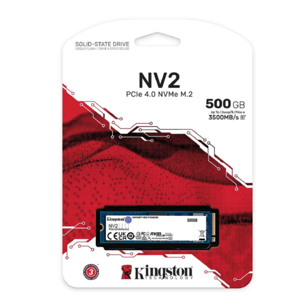 Unidad SSD Kingston NV2, 500GB, M.2 2280, NVMe PCIe 4.0 x4