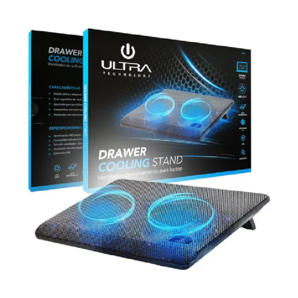 Ventilador doble de enfriamiento para laptop Ultra Technology Drawer Cooling Stand